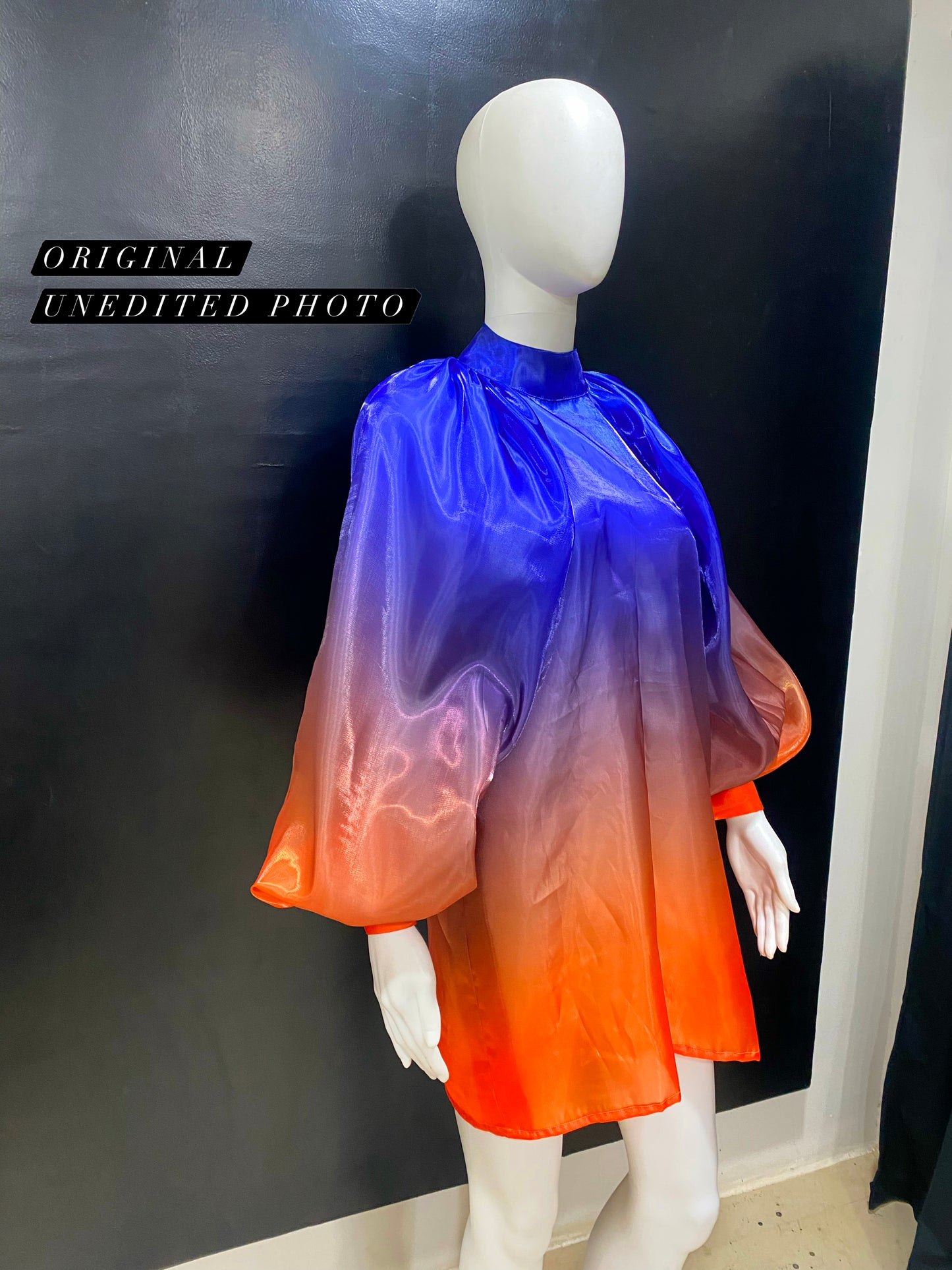 Glass Ombre Blue Orange Retro Puff Dress