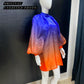 Glass Ombre Blue Orange Retro Puff Dress