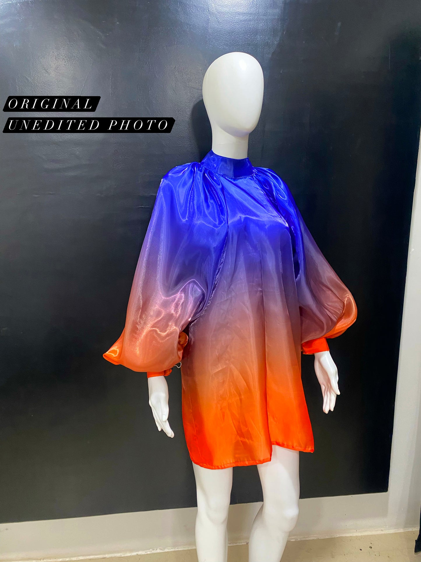 Glass Ombre Blue Orange Retro Puff Dress