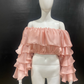 Coral Ruffle Sleeve Drama Top