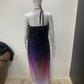 Midnight Black Purple Ombre Halter Gown