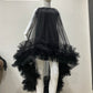 LUXE Tulle Ruffle Drama Black Gown