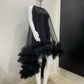 LUXE Tulle Ruffle Drama Black Gown