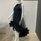 LUXE Tulle Ruffle Drama Black Gown