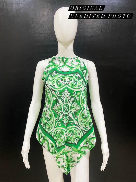 Majolica Green Handkerchief Top