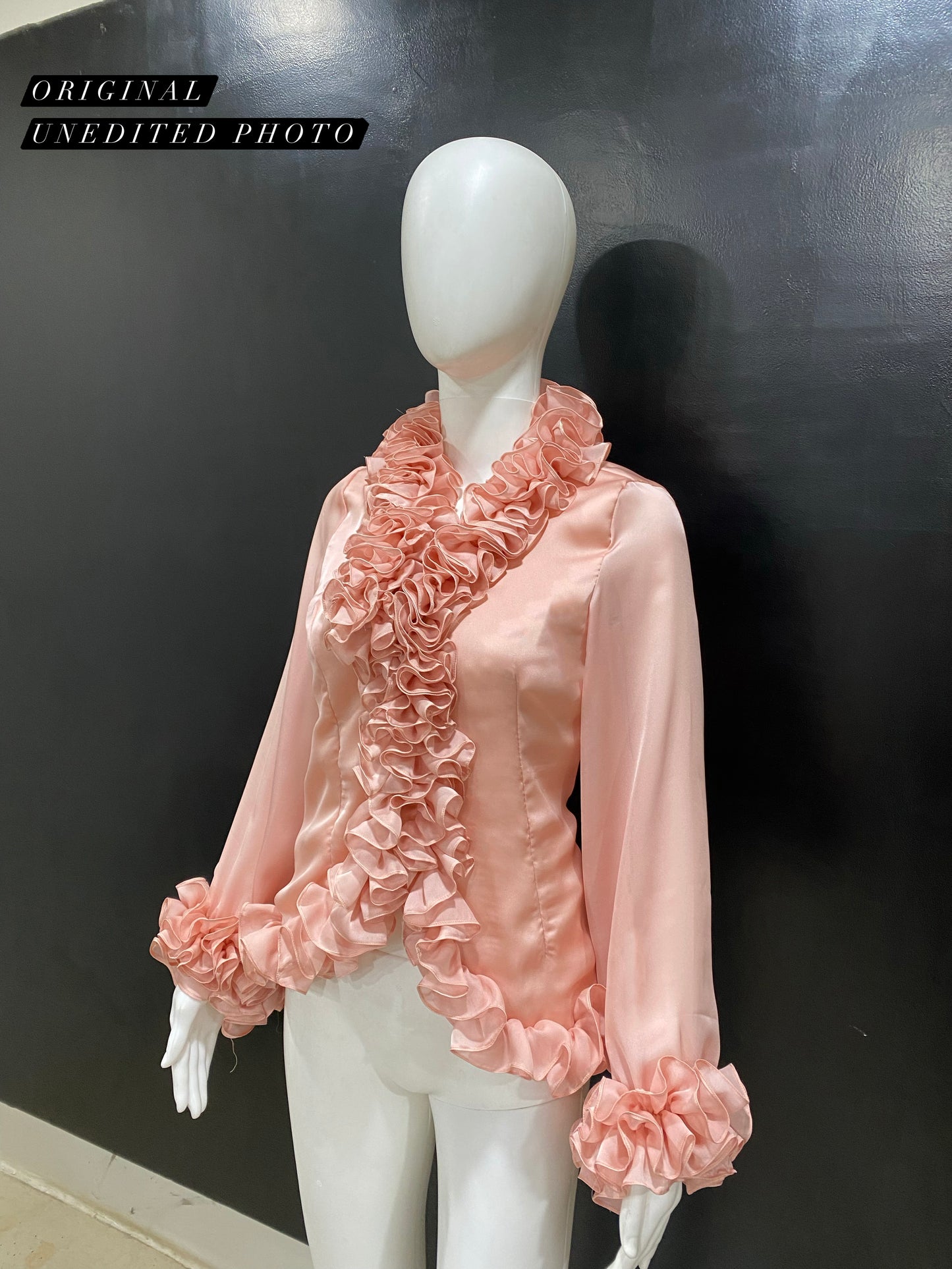 Coral Ruffle Neck Top