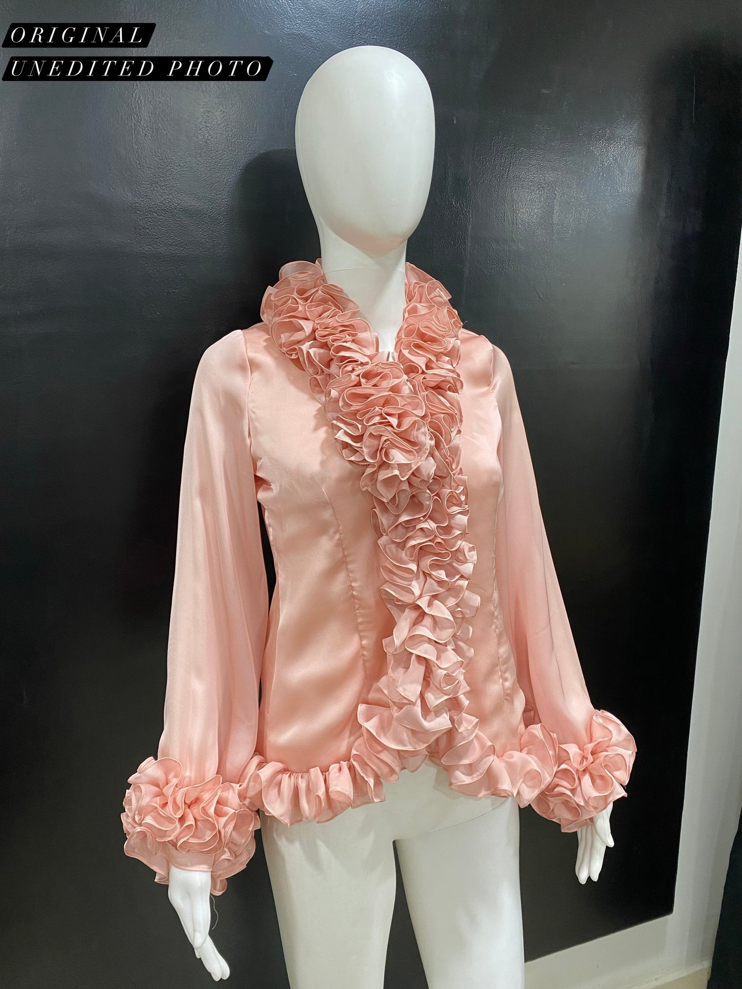 Coral Ruffle Neck Top