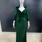 Emerald Vintage Neck Velvet Dress