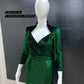 Emerald Vintage Neck Velvet Dress