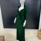 Emerald Vintage Neck Velvet Dress