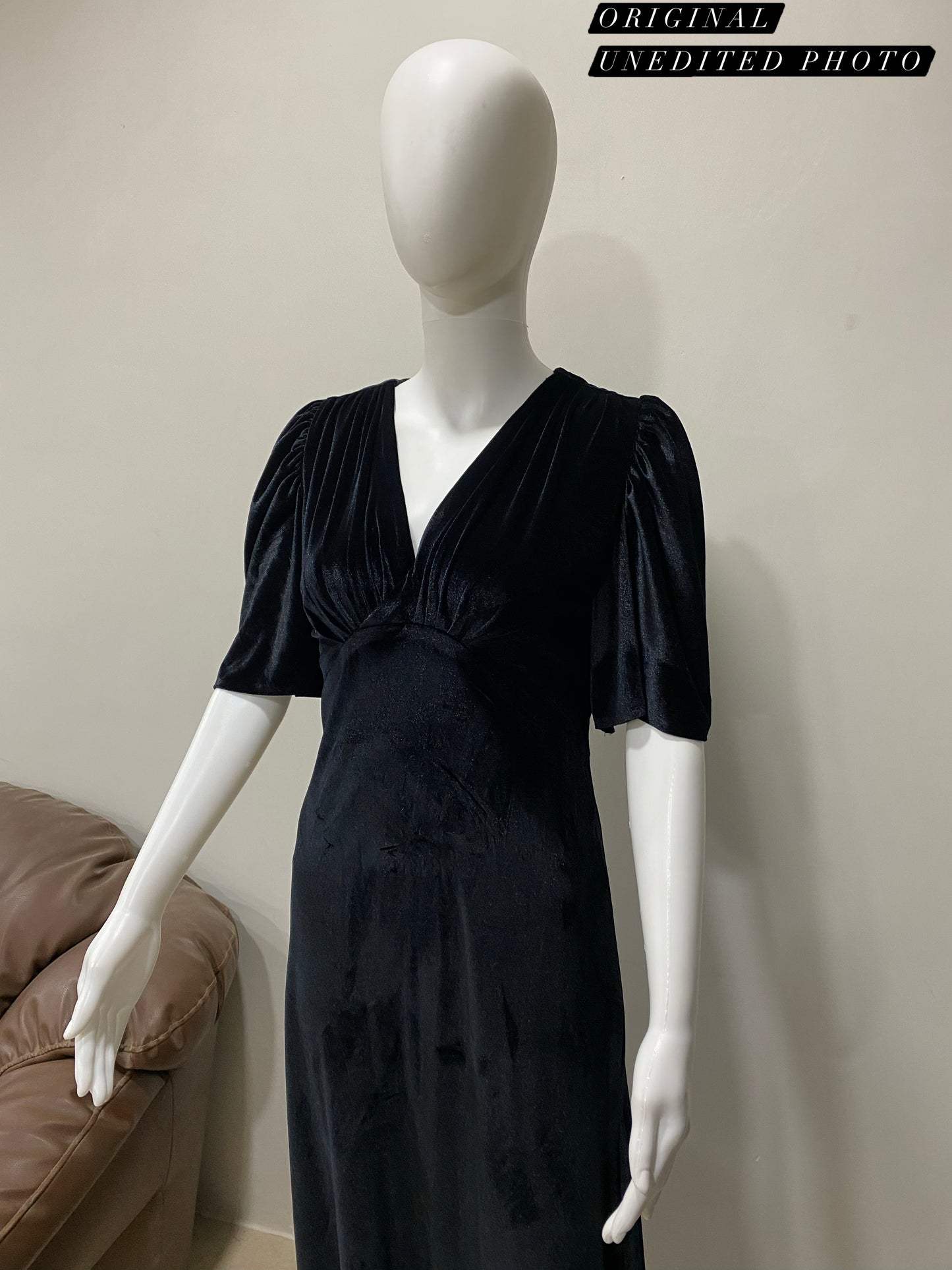 Vintage Sleeve Black Velvet Dress