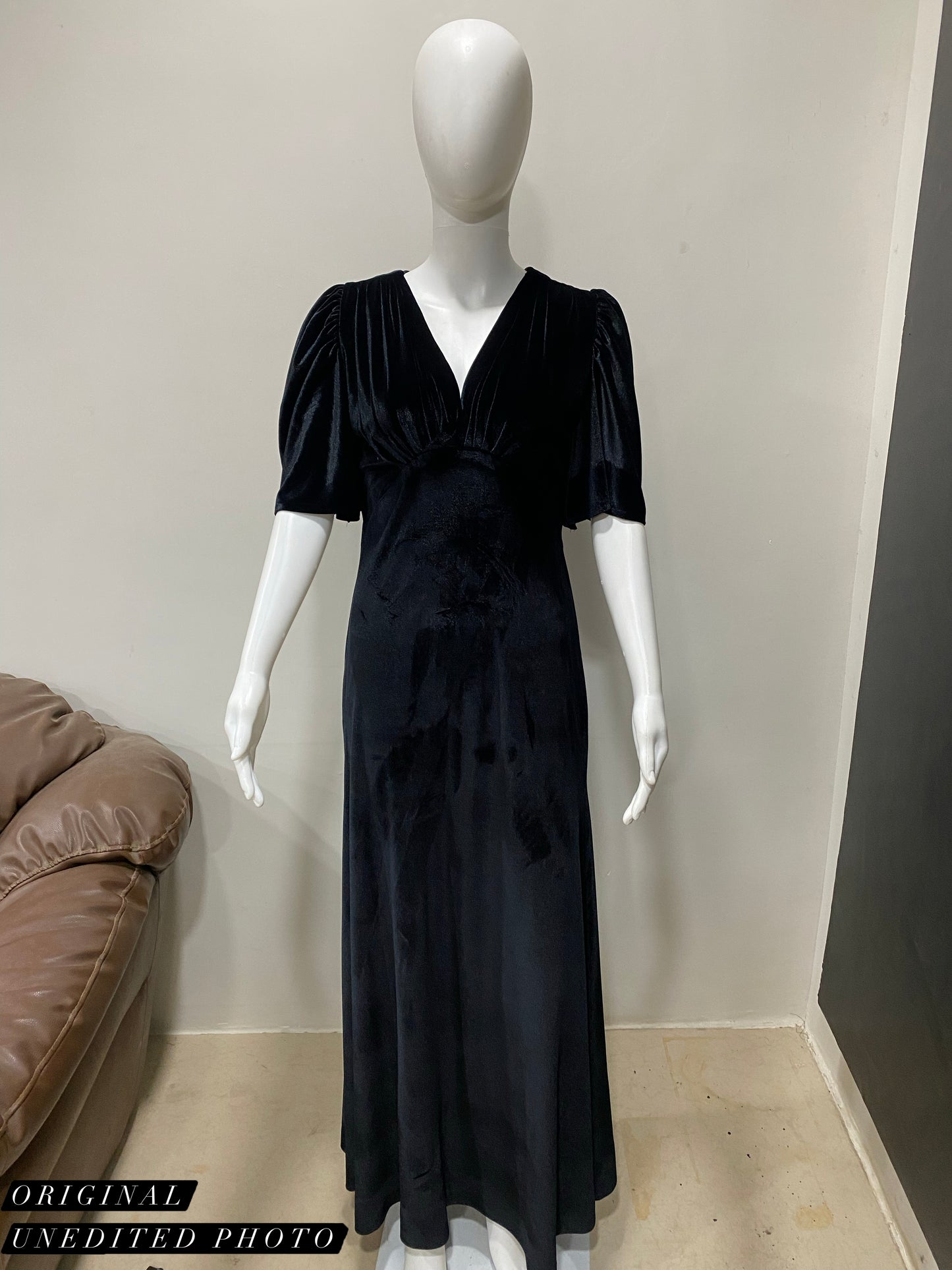 Vintage Sleeve Black Velvet Dress