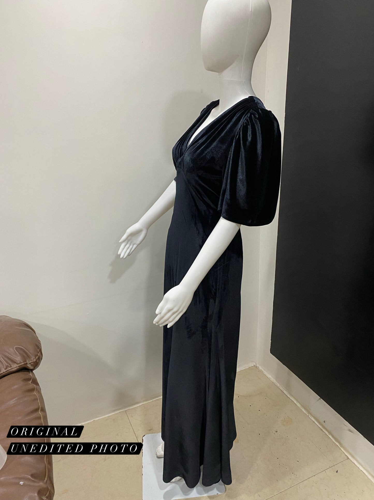 Vintage Sleeve Black Velvet Dress