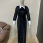 LUXE Black White Collar Cuff Gown