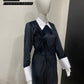 LUXE Black White Collar Cuff Gown