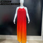 CLEARANCE - Ombre Pleated Red Yellow Spaghetti Maxi