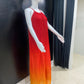 CLEARANCE - Ombre Pleated Red Yellow Spaghetti Maxi