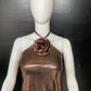 CLEARANCE - Champagne Metal Rose Dress