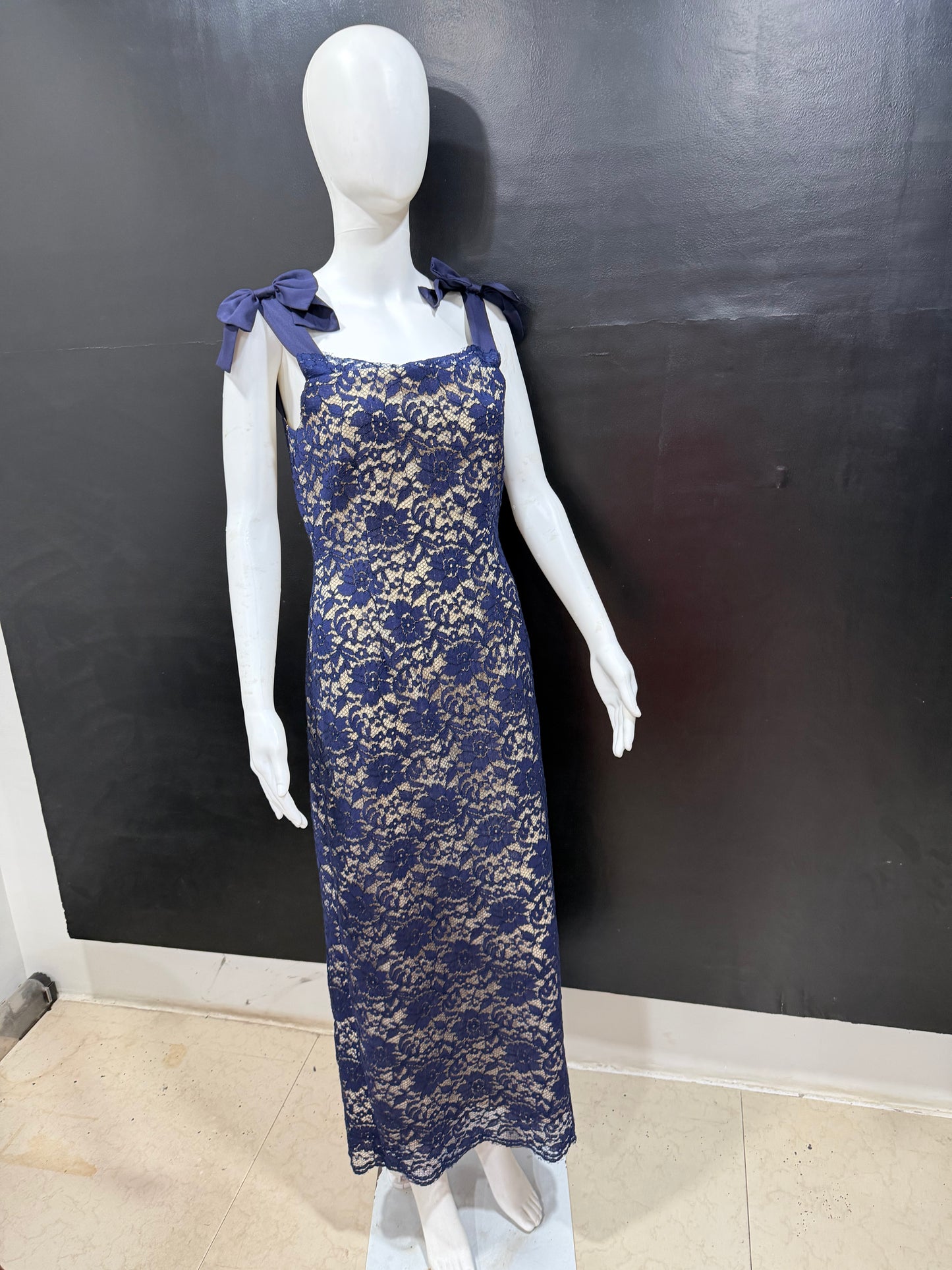 LUXE Peekaboo Navy Lace Dress