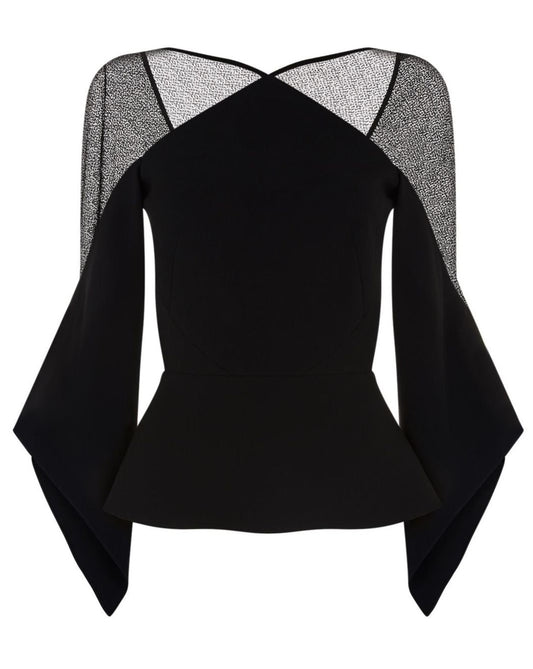 Black Sheer Cape Top