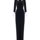 LUXE Black White Collar Cuff Gown