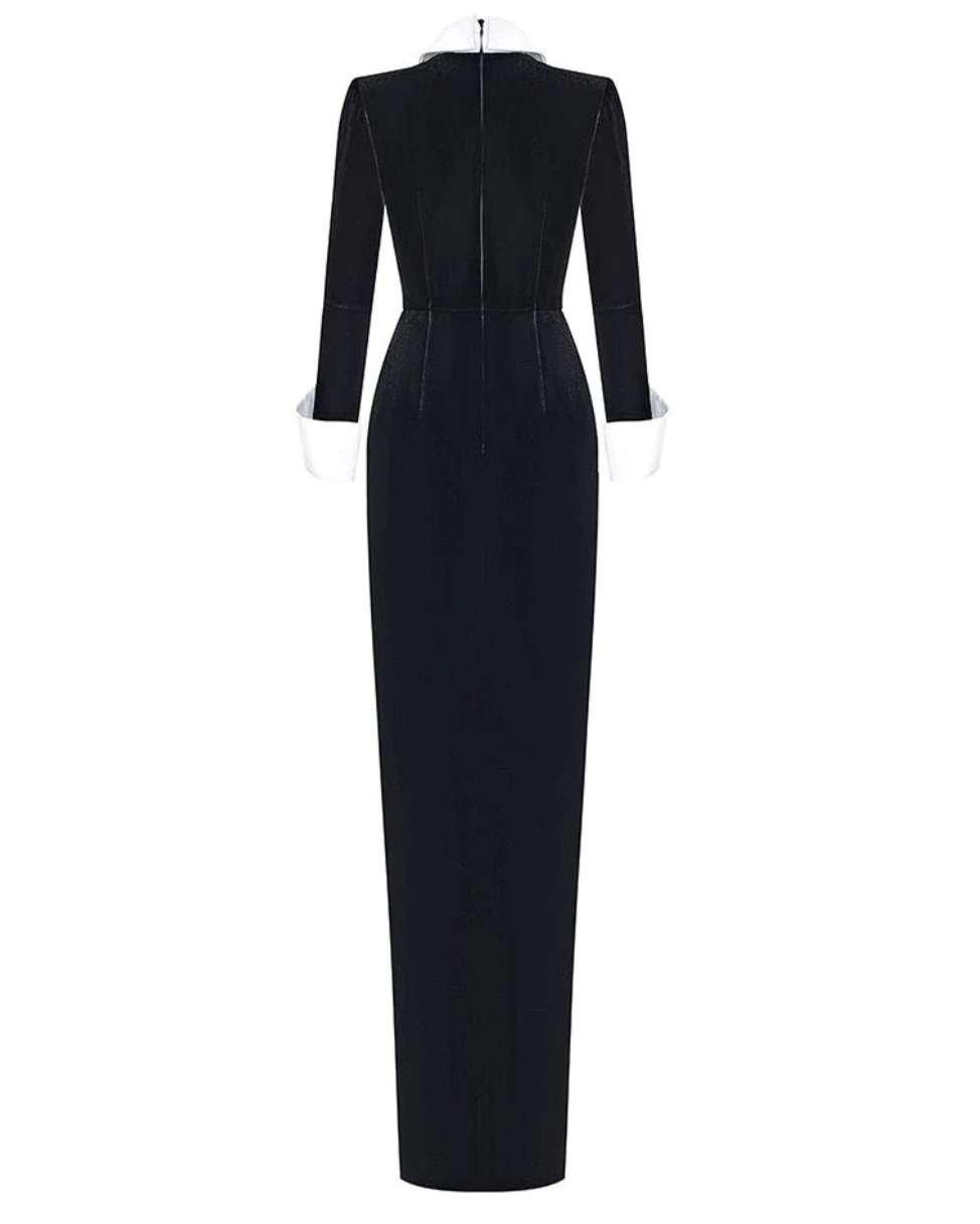 LUXE Black White Collar Cuff Gown Svelte Couture LUXE Black White Collar Cuff Gown Svelte Couture
