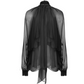 Black Front Ruffle Sheer Top