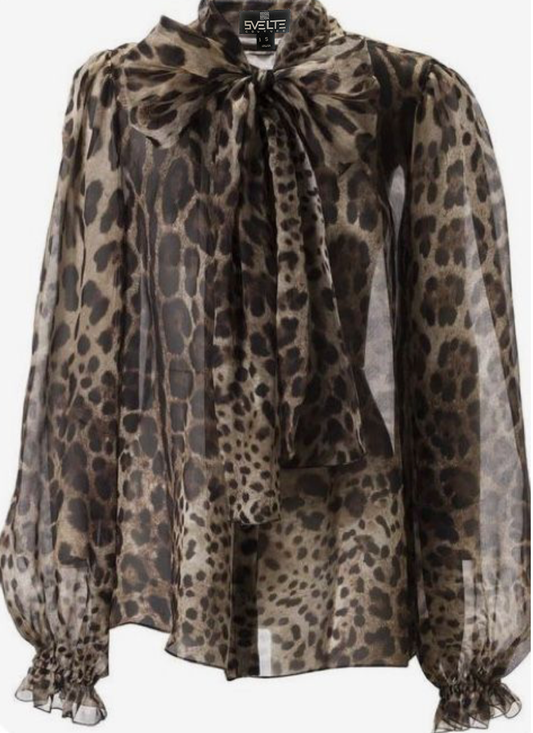 CLEARANCE - Leopard Pussy Bow Top