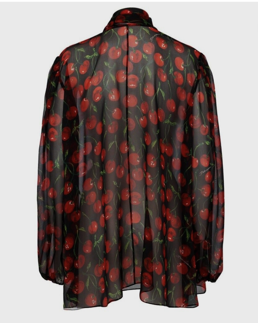 Cherry Pussy Bow Top