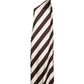 One-shoulder dress with black and white diagonal stripes on a white background