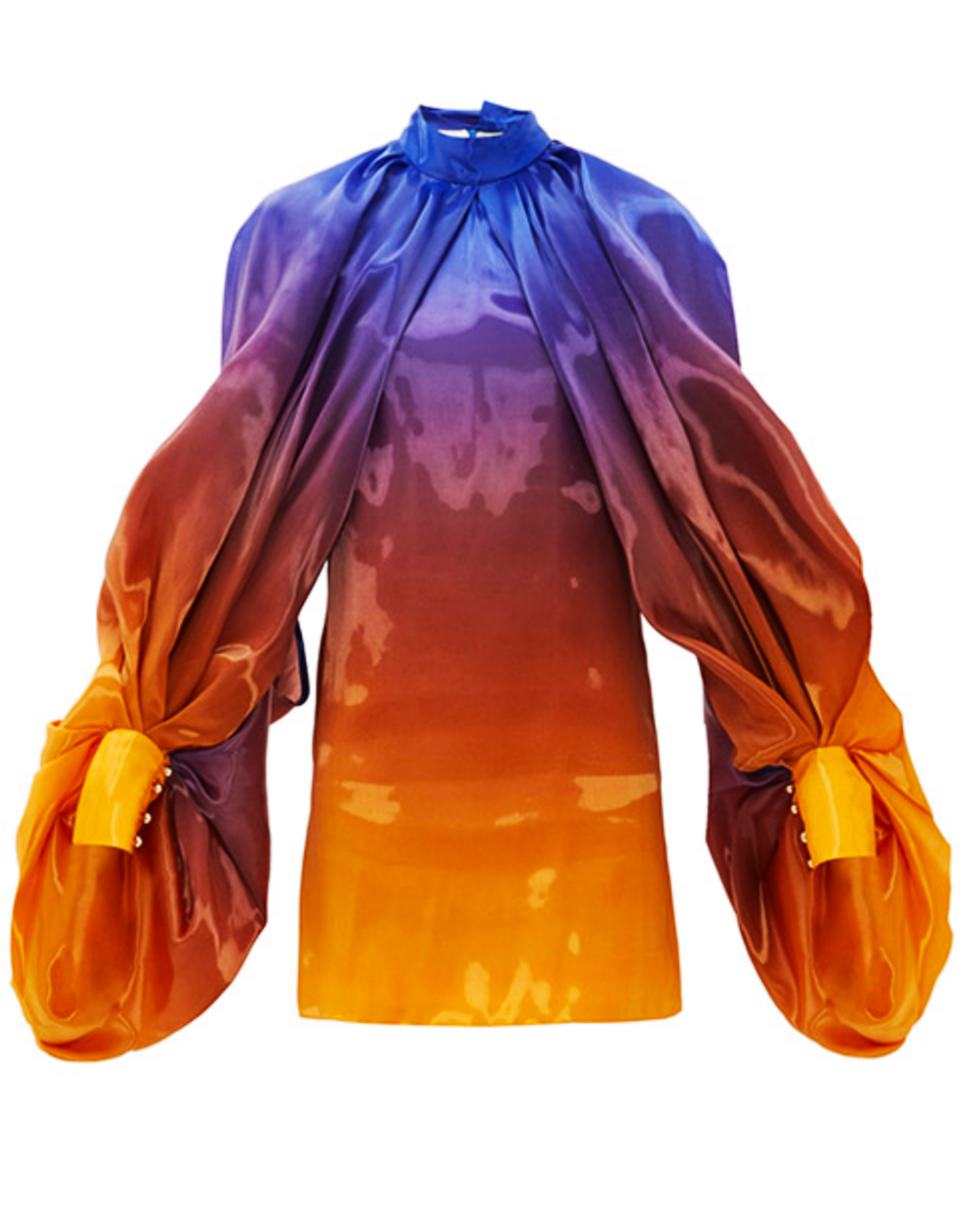 Gradient dress with blue to orange color scheme on a white background