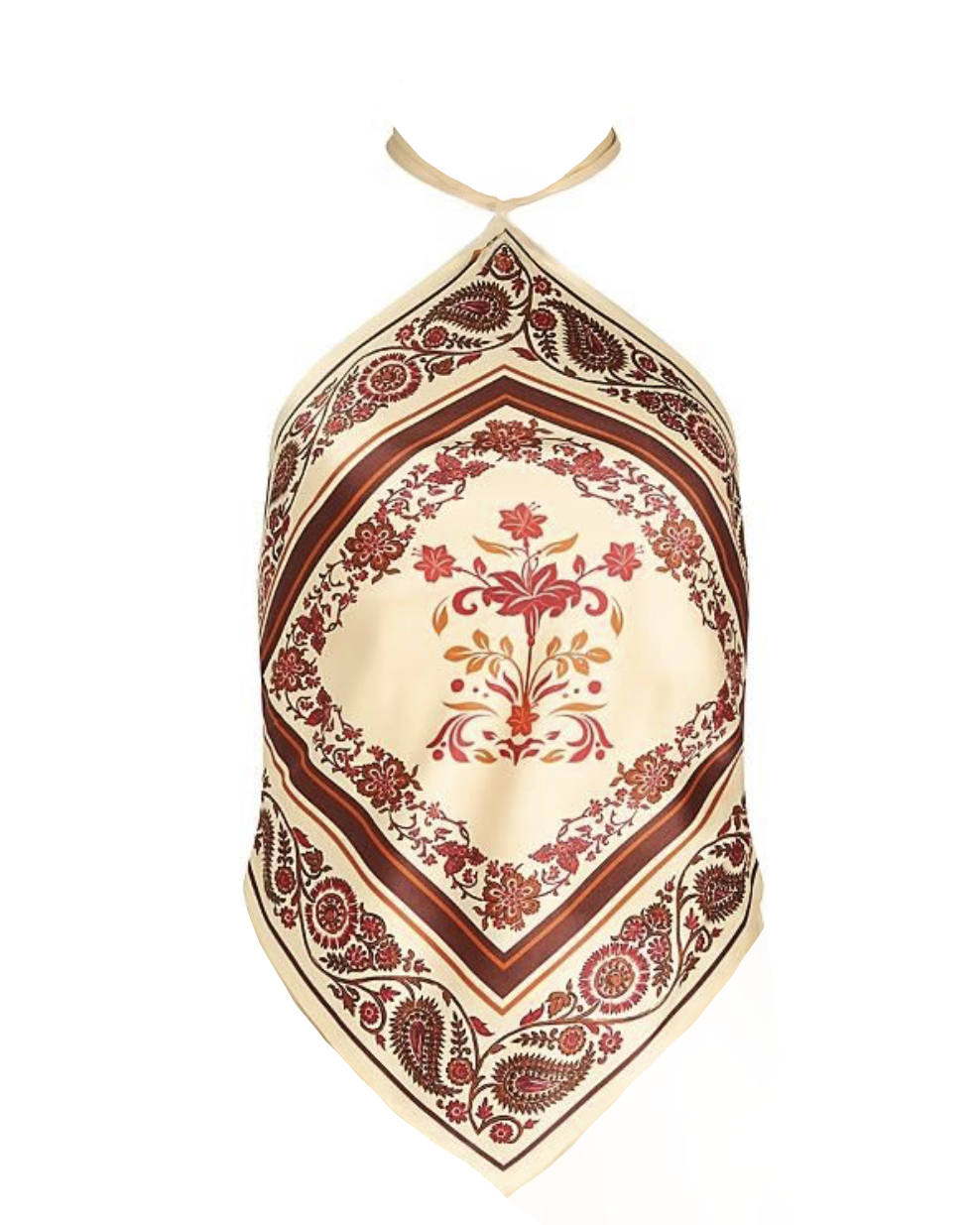 Cream Burgundy Handkerchief Top