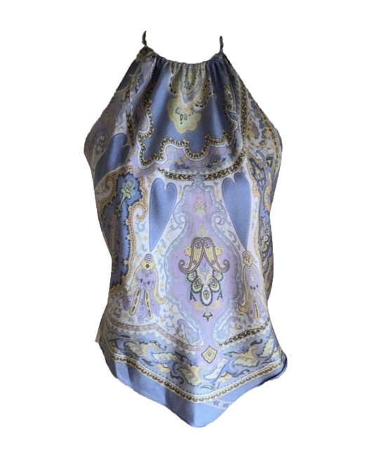 Purple Paisley Handkerchief Top