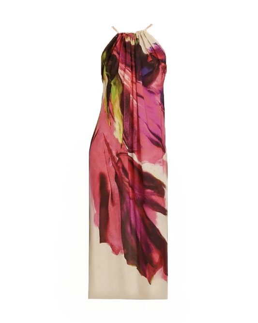 Flower Petal Abstract Halter Dress
