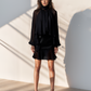 Black Front Ruffle Sheer Top