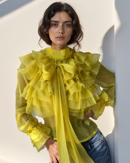 Yellow Ruffle Drama Top