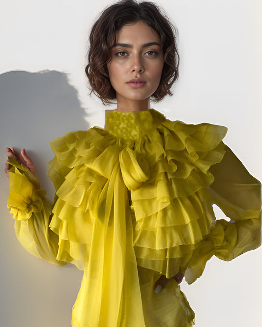 Yellow Ruffle Drama Top