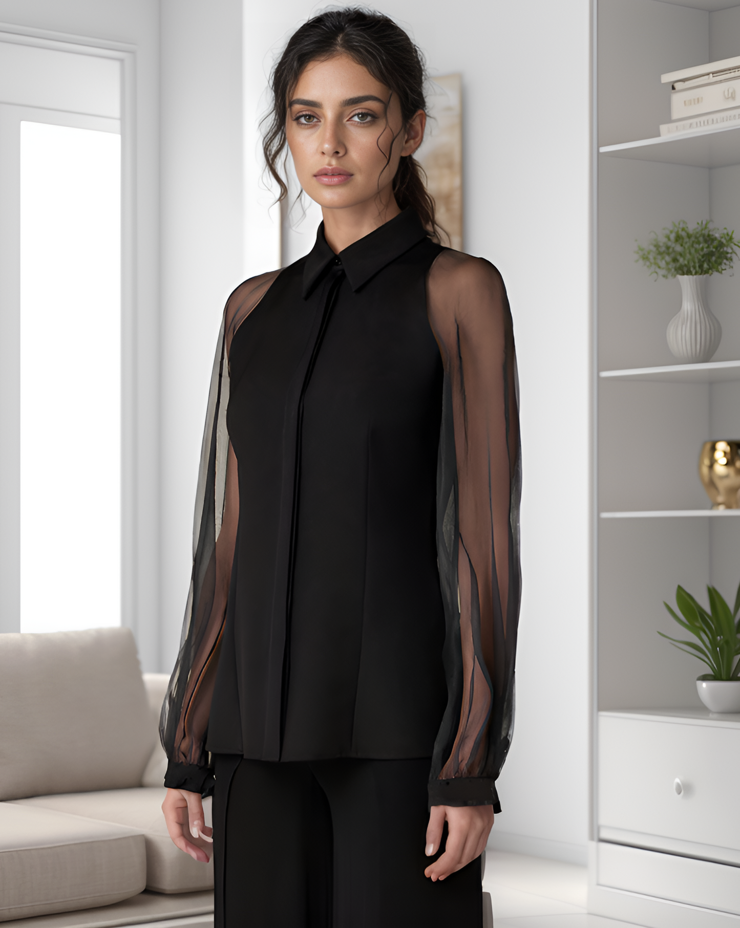Black Sheer Top