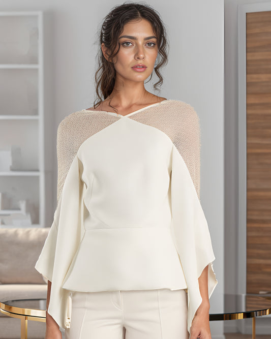 White Sheer Cape Top