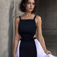 LUXE Black White Panel Cut-Out Gown