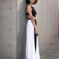 LUXE Black White Panel Cut-Out Gown