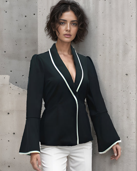 Black Wrap Blazer Top