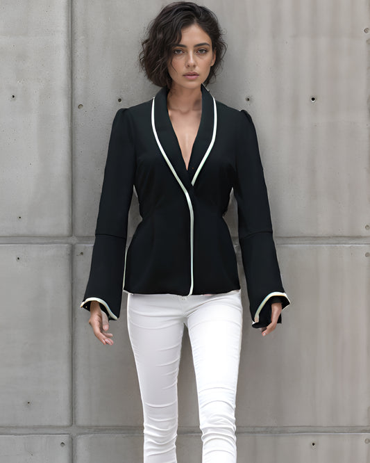 Black Wrap Blazer Top
