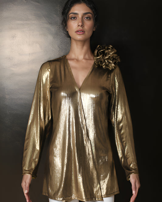 Bronze Ruffle Drama Top