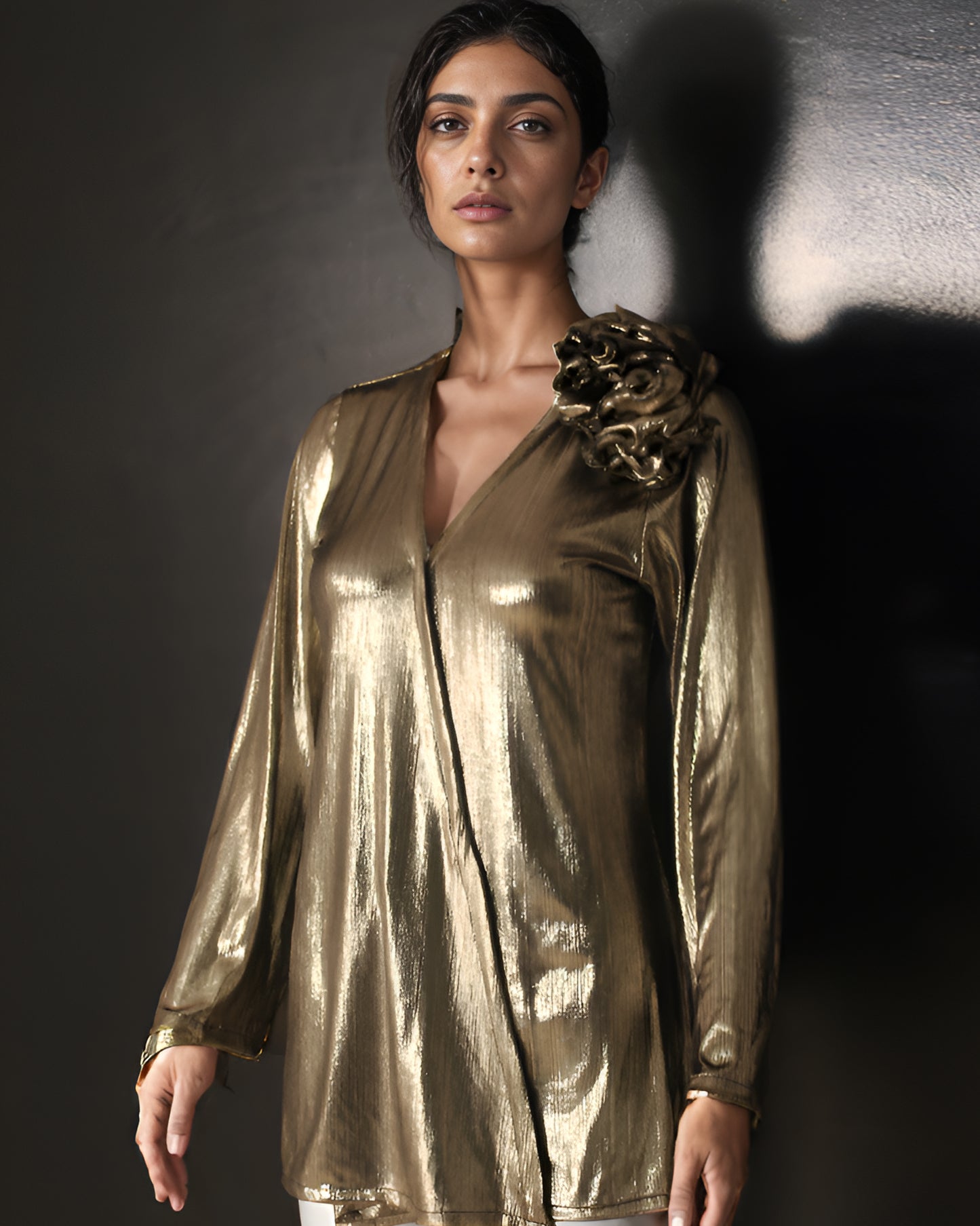 Bronze Ruffle Drama Top