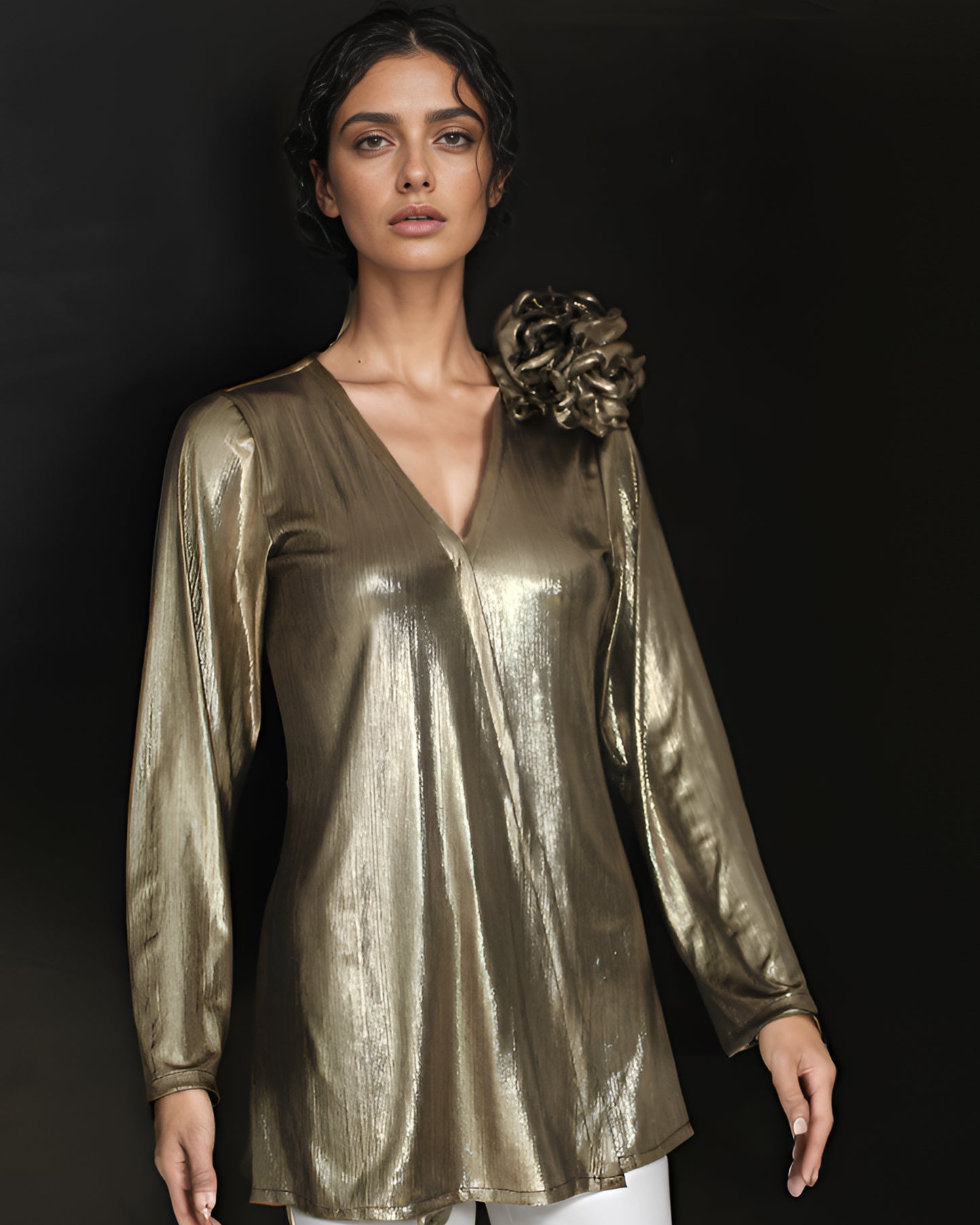 Bronze Ruffle Drama Top