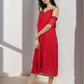 CLEARANCE - Red Cold-Shoulder Lace Dress