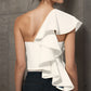 White One Shoulder Ruffle Top