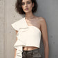 White One Shoulder Ruffle Top
