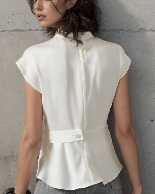 CLEARANCE - White Cowl Wrap Top